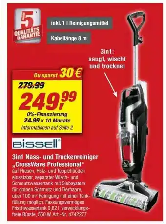 toom Baumarkt Bissel 3in1 Nass- Und Trockenreiniger „crosswave Professional“ Angebot