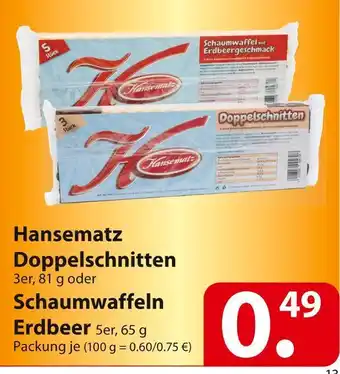 Famila Nord Ost Hansematz doppelschnitten oder schaumwaffeln erdbeer Angebot