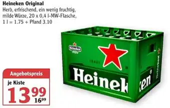 Globus Heineken Original 20x0,4 L MW-Flasche Angebot