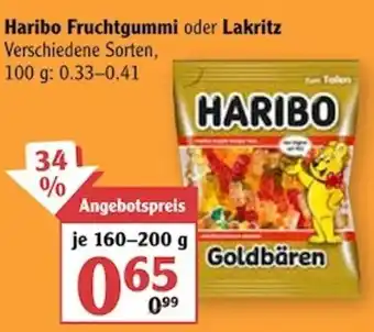 Globus Haribo Fruchtgummi oder Lakritz 160-200 g Angebot