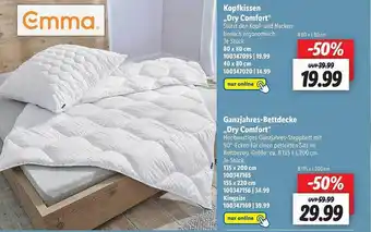 Lidl Kopfkissen Dry Comfort, Ganzjahres Bettdecke Dry Comfort Angebot