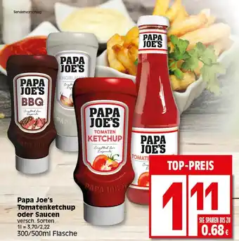 Elli Markt Papa Joe's Tomatenketchup oder Saucen 300/500ml Flasche Angebot