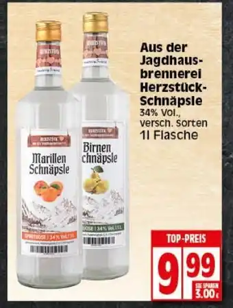 Elli Markt Aus der Jagdhausbrennerei Herzstück Schnäpsle 1L Flasche Angebot