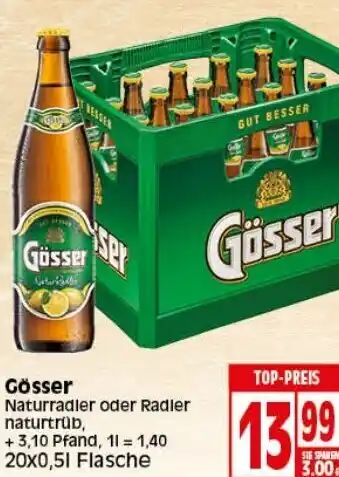 Elli Markt Gösser Naturradler oder Radler naturtrüb 20x0,5 L Flasche Angebot