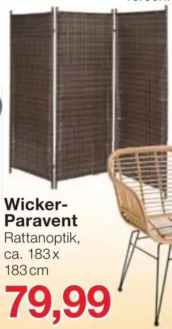 Jawoll Wicker Paravent Rattanoptik ca. 183 x 183 cm Angebot