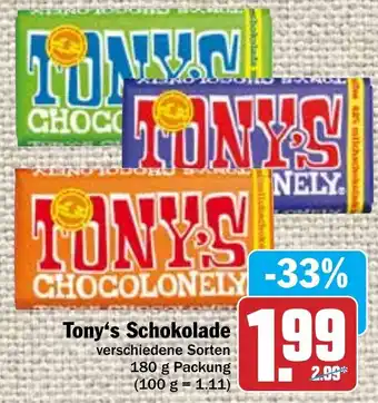 Hit Tony's Schokolade 180 g Packung Angebot