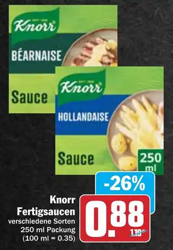 Hit Knorr Fertigsaucen 250 ml Packung Angebot