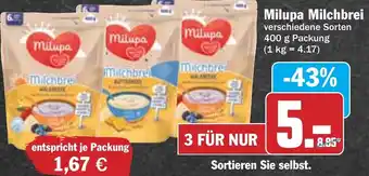 Hit Milupa Milchbrei 400 g Packung Angebot