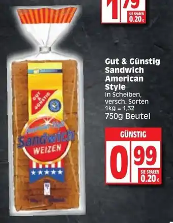 Edeka Gut & Gunstig Sandwich American Style 750g Angebot