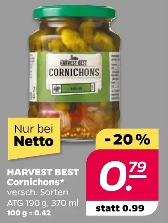 NETTO Harvest Best Cornichons 370 ml Angebot