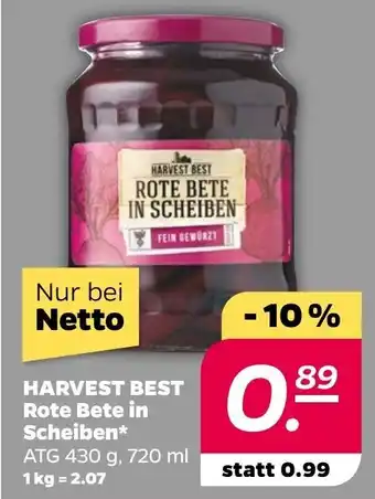 NETTO Harvest Best Rote Bete in Scheiben 720 ml Angebot