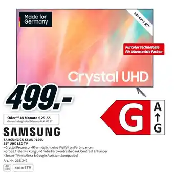 MediaMarkt Samsung gu 55 au 7199u 55" uhd led tv Angebot