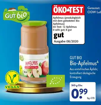 Aldi Nord Gut Bio Apfelmus 360 g Glas Angebot