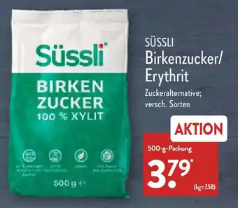 Aldi Nord Süssli Birkenzucker, Erythrit 500 g Packung Angebot