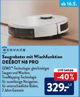 Aldi Nord Ecovacs Saugroboter mit Wischfunktion Deebot N8 Pro Angebot