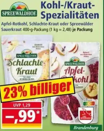 Norma Spreewaldhof Kohl/Kraut Spezialitäten 400 g Packung Angebot