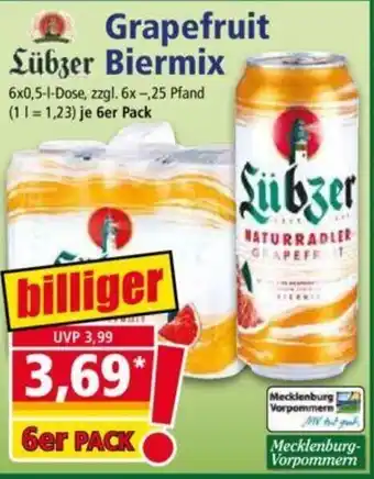 Norma Lübzer Grapefruit Biermix 6x0,5 L Dose Angebot