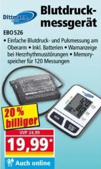 Norma Dittmann Blutdruckmessgerät EBO 526 Angebot