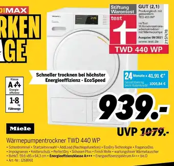 MEDIMAX Miele Wärmepumpentrockner TWD 440 WP Angebot