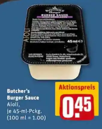 REWE City Butcher's Burger Sauce Aioli 45ml Angebot