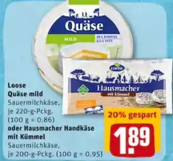 REWE City Loose Quäse mild 220g oder Hausmacher Handkäse mit Kümmel 200g Angebot