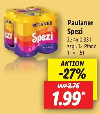 Lidl Paulaner Spezi 4*330ml Angebot