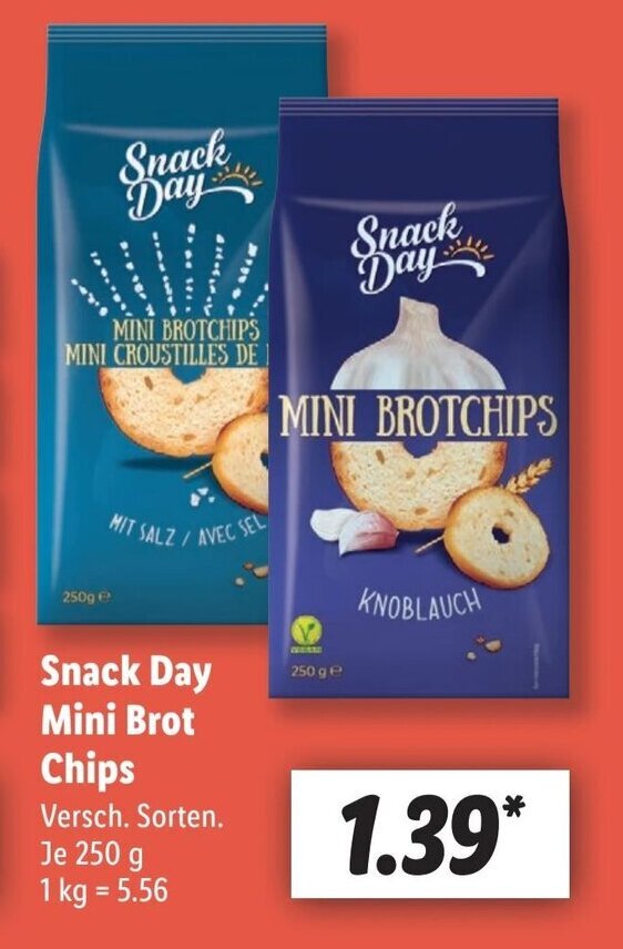Snack Day Mini Brot Chips 250g Angebot bei Lidl