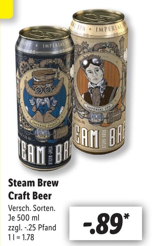 Steam Brew Craft Beer 500ml Angebot bei Lidl