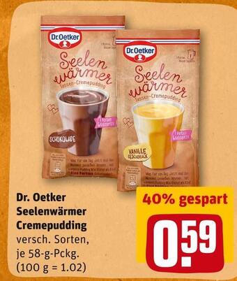 REWE Dr. oetker seelenwärmer cremepudding Angebot