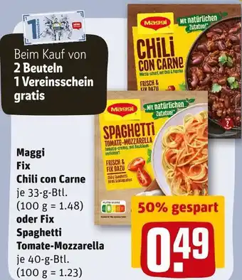 REWE Maggi fix chili con carne oder fix spaghetti tomate-mozzarella Angebot