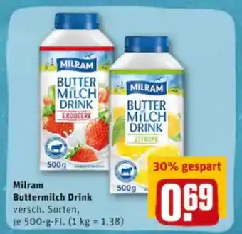 REWE City Milram Buttermilch Drink 500g Angebot