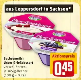 REWE City Sachsenmilch Unser Grießdessert 165g Becher Angebot