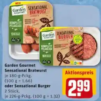 REWE City Garden Gourmet Sensational Bratwurst oder Sensational Burger 226g Angebot