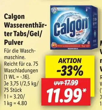 Lidl Calgon Wasserentharter Tabs /Gel/Pulver 3,75L/2,5kg/75 st Angebot