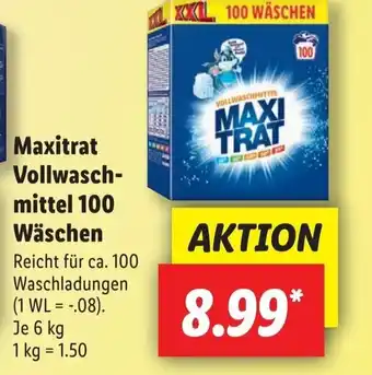 Lidl Maxitrat Vollwaschmittel 100 Waschen 6 kg Angebot