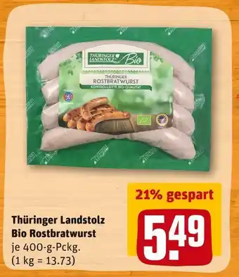 REWE Thüringer landstolz bio rostbratwurst Angebot