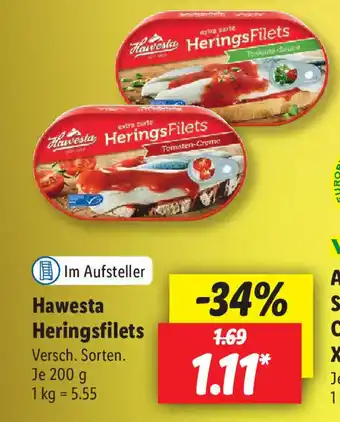 Lidl Hawesta Heringsfilets 200g Angebot