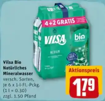 REWE City Vilsa Bio Natürliches Mineralwasser 6x1L Angebot