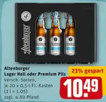 REWE City Altenburger Lager Hell oder Premium Pils 20x0,5L Angebot