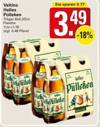 WEZ Veltins Helles Pülleken 6x0,33Ltr. Flasche Angebot