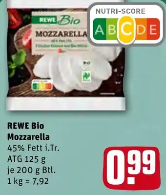 REWE Kaufpark Rewe Bio Mozzarella 200 g Btl. Angebot