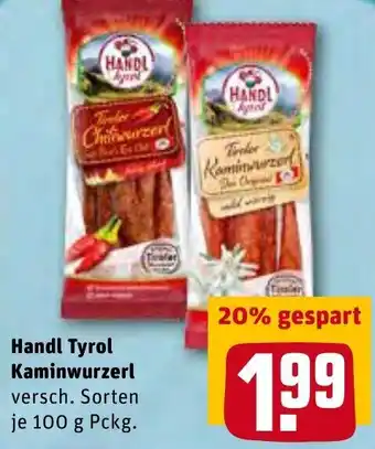 REWE Handl Tyrol Kaminwurzerl 100 g Pckg. Angebot