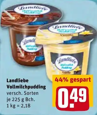 REWE Landliebe Vollmilchpudding 225 g Bch. Angebot