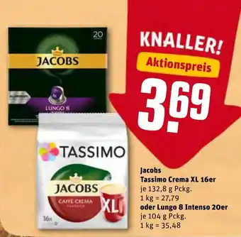 REWE Kaufpark Jacobs Tassimo Crema XL 16er 132,8g oder Lungo 8 Intenso 20er 104 g Pckg. Angebot