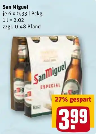 REWE San Miguel 6x0,33 L Pckg. Angebot