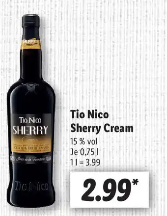 Lidl Tio Nico Sherry Cream 750 ml Angebot