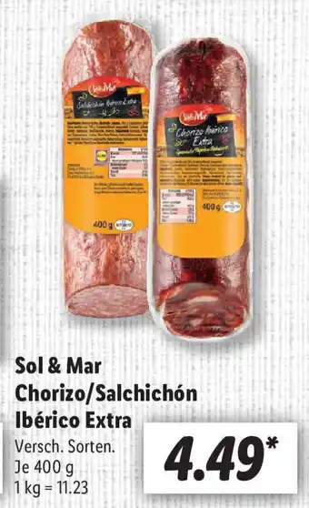Lidl Sol & Mar Chorizo/Salchichon Iberico Extra 400g Angebot