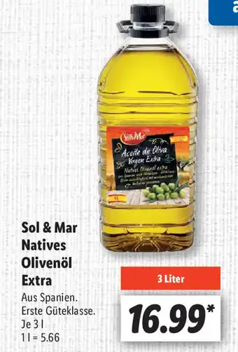 Lidl Sol & Mar Natives Olivenol Extra 3L Angebot