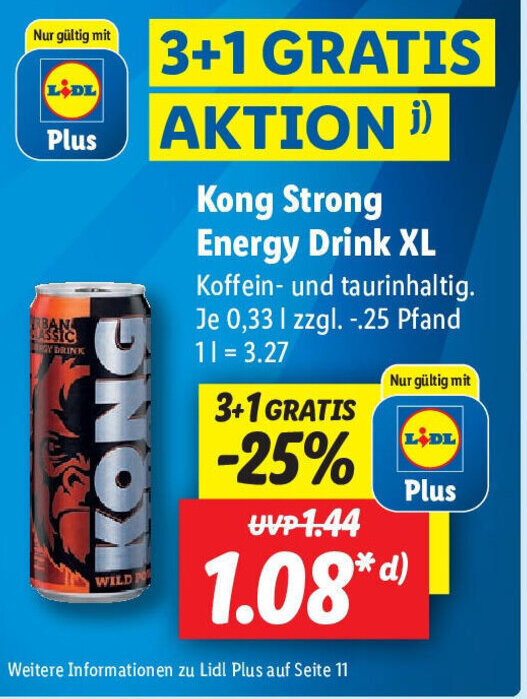 Kong Strong Energy Drink XL 330 ml Angebot bei Lidl