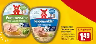 REWE City Rügenwalder Teewurst oder Leberwurst 125g Angebot